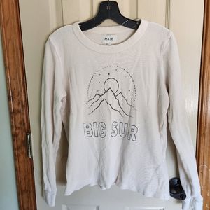 BIG SUR graphic thermal waffle weave mountains moon & stars by Mate sz L